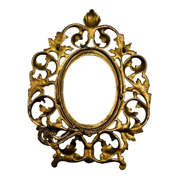 VTG Pair Virginia Metalcrafters Oval Brass Picture Frames Ornate Victorian 11" - Picture 14 of 14